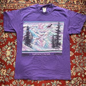 Vintage 90s Y2K Montana T Shirt Men’s Size Medium Purple Glitter